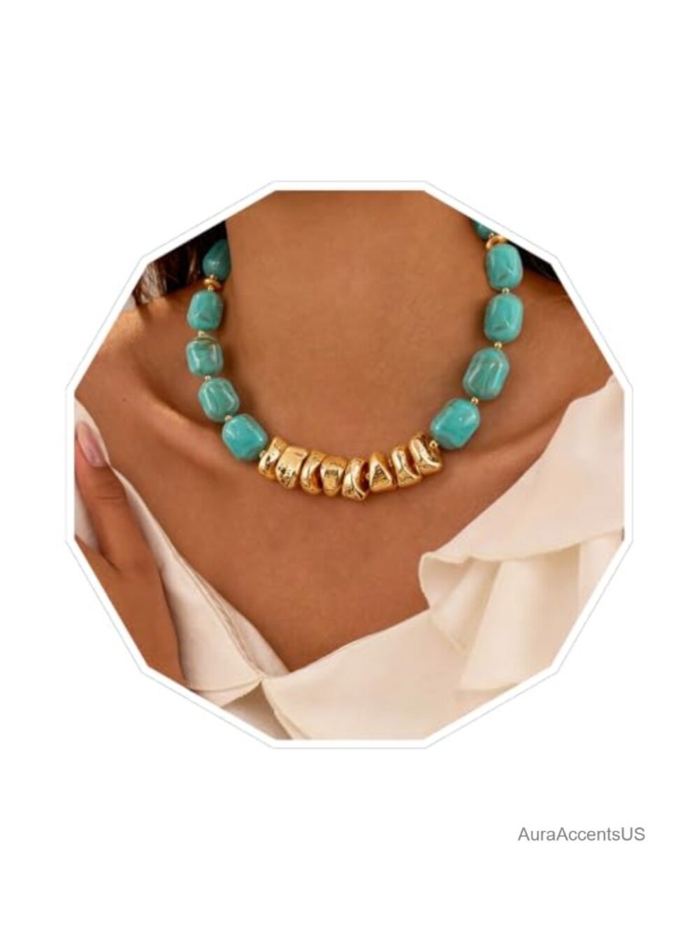 Boho Beaded Chunky Statement Necklace for Women Y2K Summer Handmade Resin